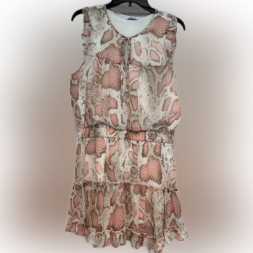 Adrienne Pink Shimmer Animal Print Boutique Sleeveless Dress Size L